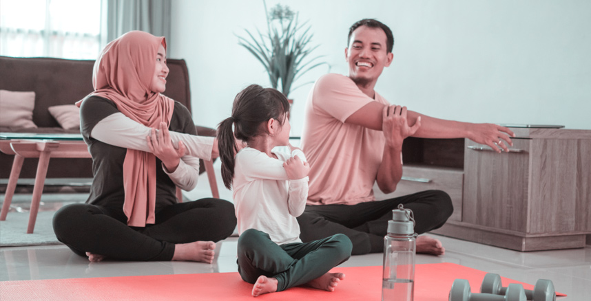 Family exercising together